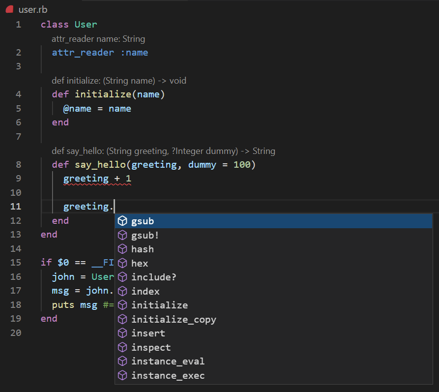 Demo of TypeProf for IDE